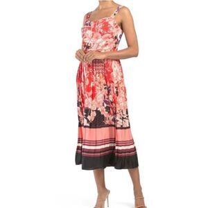 Dalia MacOhee - FLORAL PLEATED PRINTED MIDI DRESS SIZE M